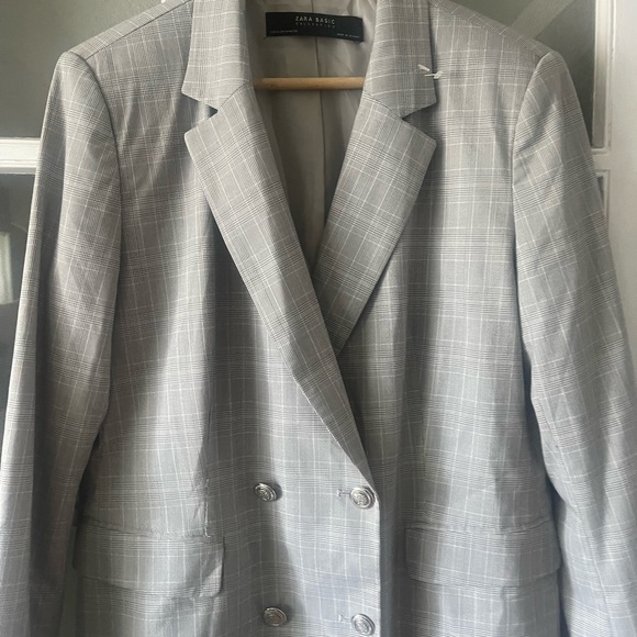Zara Plaid Double Breasted Blazer - Picture 4 of 8
